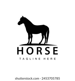 Wild Horse Logo Farm Design Silhouette Simple Vector Illustration Template