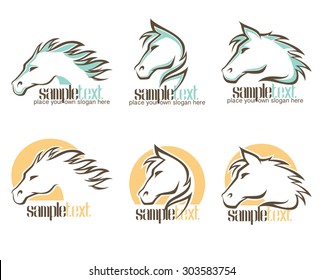 wild horse logo, vector symbols and emblems collection