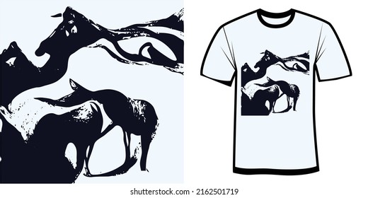 wild horse pattern t-shirt and apparel horror design vector illustration