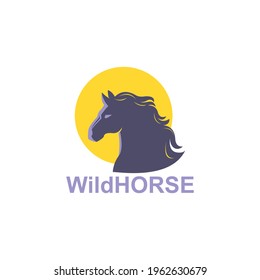 wild horse running logo, silhouette of big and strong horse vector illustrations