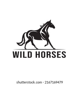 Wild horse silhouette logo design, whether for mascot, shipping or logistics, industry logos. Creative horse logo template icon symbol