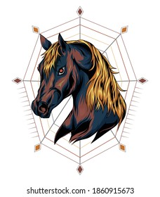 plantilla de diseño de vectores de caballos salvajes.