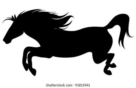 wild horse vector illustration - fine black silhouette against white