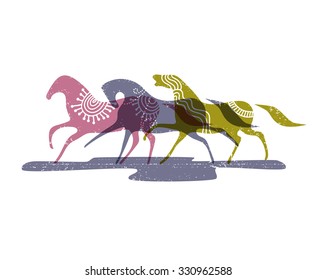 Wild horses, eps10 vector illustration