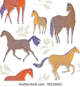 wild horses. seamless pattern