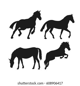 Wild Horses Silhouette Set Vector Illustration Stock Vector (royalty 