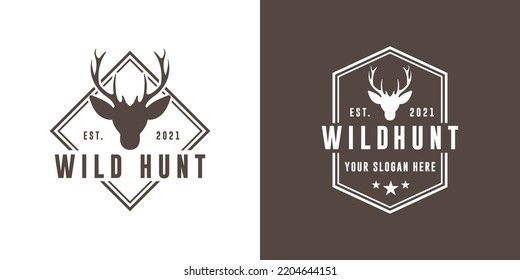 Wild hunt deer vintage badge logo