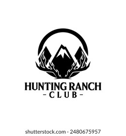 Wild Hunt Hunter Ranch Farm Adventure Logo Club Vintage Country Template Design Vector