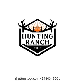 Wild Hunt Hunter Ranch Farm Adventure Logo Club Vintage Country Template Design Vector