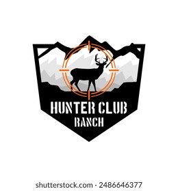 Wild Hunt Hunter Ranch Farm Adventure Logo Club Antiguas Country Plantilla Diseño Vector