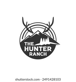 Wild Hunt Hunter Ranch Farm Adventure Logo Club Vintage Country Template Design Vector