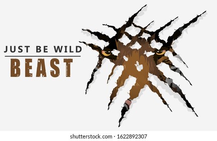 Wild hunt slogan with tiger. Japanese style tiger vector illustration