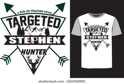 Diseño de camisetas "Wild Hunter", diseño de camisetas vectoriales de ciervos, Diseño de ilustración vectorial para camisetas. Camiseta de caza