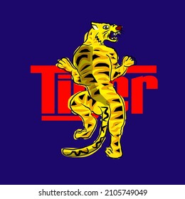 Wild hunting slogan with tiger mark and claws illustration on a navy background.