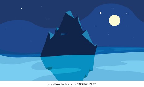 wild Iceberg night under start