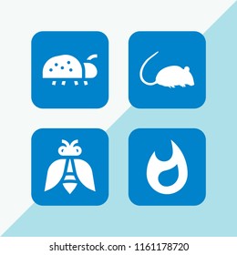 wild icon. 4 wild set with ladybug, wasp, fire and rat vector icons for web and mobile app