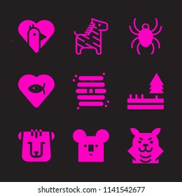 wild icon set. With bird, koala and forest  vector icons for graphic design and web