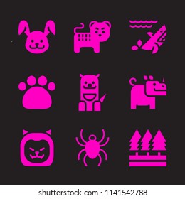 wild icon set. With kangaroo, paw print and rabbit  vector icons for graphic design and web