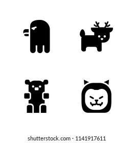 wild icon set. lion, bear and hawk vector icon for graphic design and web
