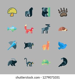 wild icon set. vector set about mushroom, fish, boar and manta ray icons set.