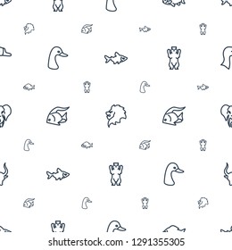 wild icons pattern seamless white background. Included editable outline fish, lion, goose, bear, elephant, bull icons. wild icons for web and mobile.