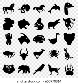 Wild icons set. set of 25 wild filled icons such as rabbit, animal paw, bear, hippopotamus, horse, octopus, panther, goat, buffalo, antelope, kangaroo, squirrel, parrot, bull