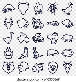 Wild icons set. set of 25 wild outline icons such as bear, hog, fish, hippopotamus, lion, alligator, panther, buffalo, eagle, goat, cangaroo, ant, bull, goose, chameleon