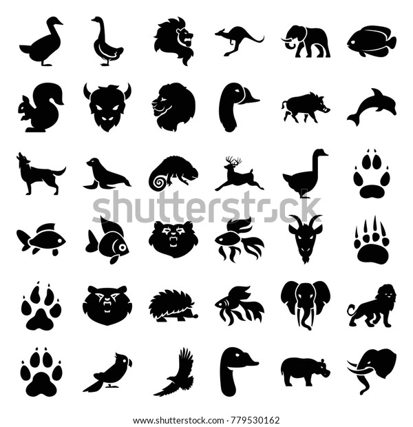 Wild Icons Set 36 Editable Filled Stock Vector (Royalty Free) 779530162