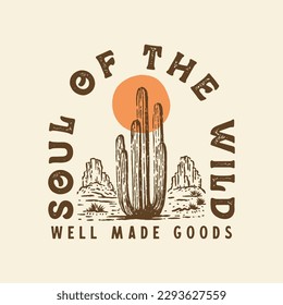 wild illustration cactus graphic desert design emblem vintage landscape