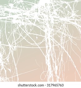 Wild ivy stems and bare branches silhouette, vector