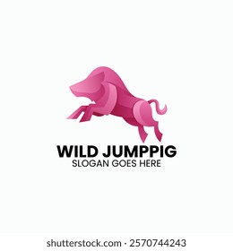 Wild Jump Pig Gradient Colorful Logo