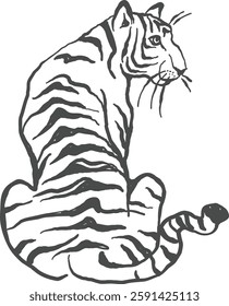 Wild jungle animals hand-drawn ink sketch, tattoo design, black ink illustrations