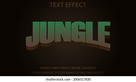 Wild jungle-themed text effect with tropical leaves and organic textures, perfect for adventure branding, eco-tourism, and nature designs. Fully editable vector in EPS 10 format