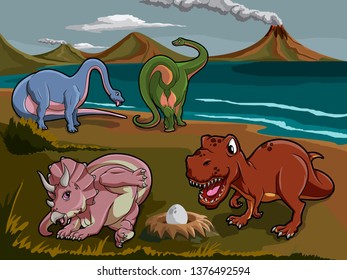 Wild jurassic dinosaurs