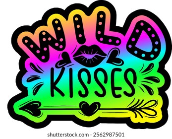 wild kisses valentines day colorful bright rainbow graphic design