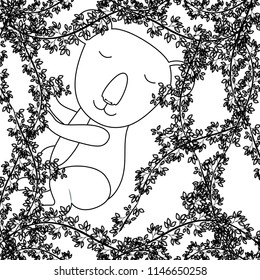 wild koala in the jungle scene