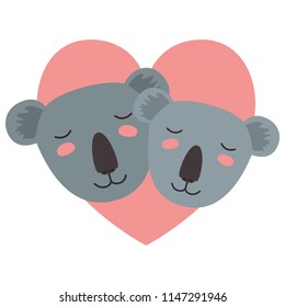 wild koalas couple in heart