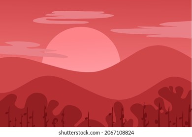 Wild landscape flat vector illustration