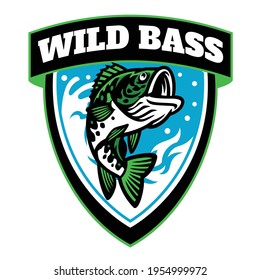 wild largemouth bass fishing badge design