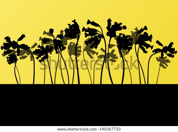 Wild Larkspur Plants Detailed Silhouettes Illustration Stock Vector ...