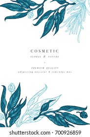 Wild leaves design template. Vintage floral background. Vector illustration