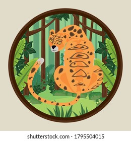 wild leopard in the jungle scene vector illustration design