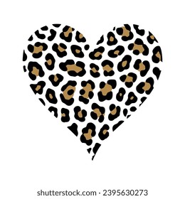 Wild leopard printed heart clipart vector Valentine Day love shape