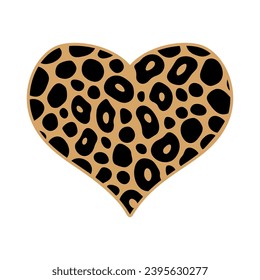 Wild leopard printed heart clipart vector Valentine Day love shape