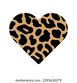 Wild leopard printed heart clipart vector Valentine Day love shape