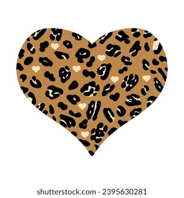 Wild leopard printed heart clipart vector Valentine Day love shape