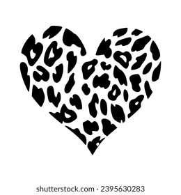 Wild leopard printed heart clipart vector Valentine Day love shape