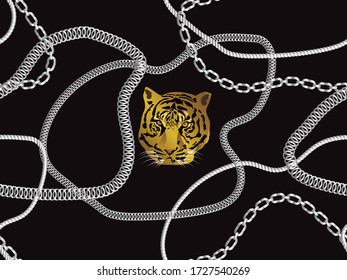 wild leopard seamless chain. fabric print pattern