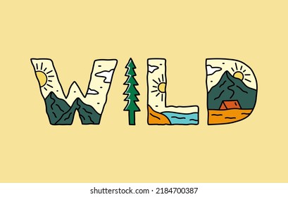 Wild letter with nature design inside for t-shirt, sticker, and other use