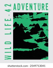 Wild life 42 adventure, typography tee shirt design. Clothing,t shirt, apparel and other uses. Vector print, typography, poster.